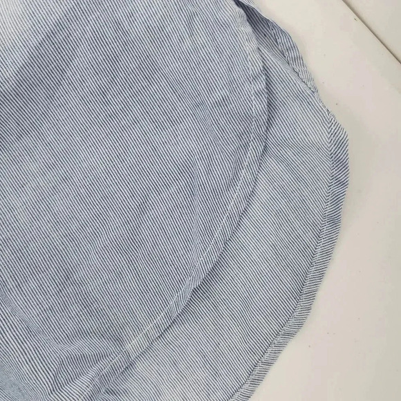 ANN TAYLOR LOFT Blue White‎ Pinstripe Button Up Contrasting Long Sleeved Shirt - Picture 9 of 11